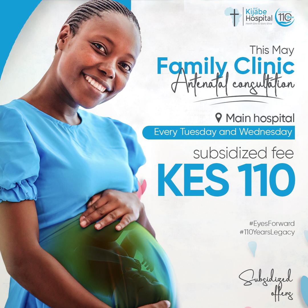 This May, we’re celebrating 110 years of walking with families — and surprises just for you.

Now unveiled:
Antenatal consultations for only KES 110 (Tuesdays &amp; Wednesdays)

More surprises are coming soon!

#110YearsLegacy #CompassionateHealthcare