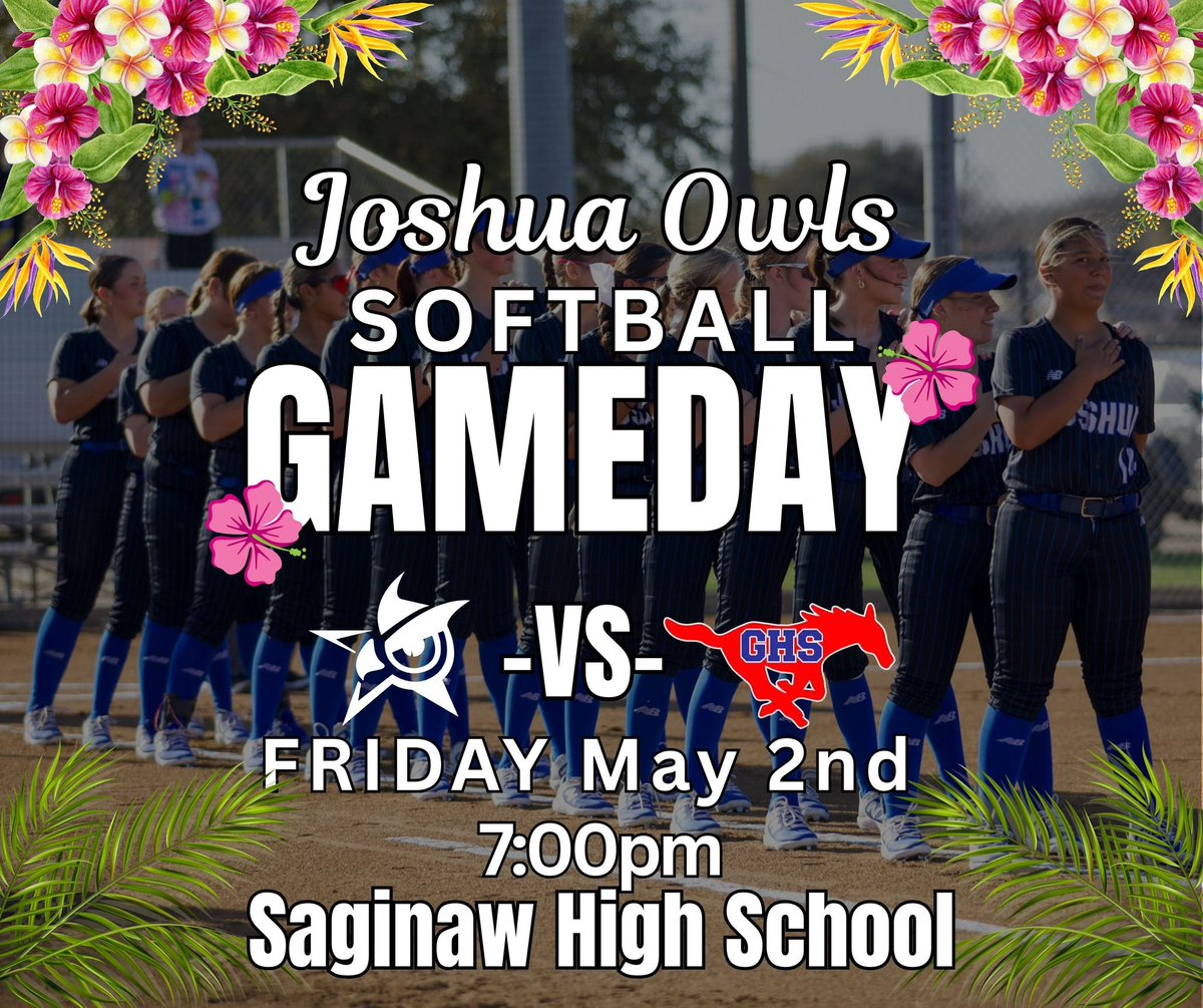 🚨GAME DAY🚨

🥎 Lady Owls Softball 🥎

🆚 Grapevine
📍Saginaw
🗓️5/2
⌚️7:00 

Must WIN tonight!
