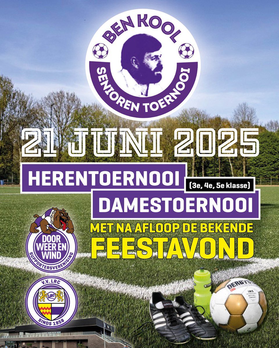 Het Ben Kool Toernooi is een leuke afsluiting van seizoen voor lagere elftallen voor mannen- en vrouwen.
Dus is bij jouw team de derde helft ook het belangrijkst? En heb je zin in een gezellig feestje en een leuk toernooi?
Meld jouw team dan snel aan via dwenw@hotmail.nl