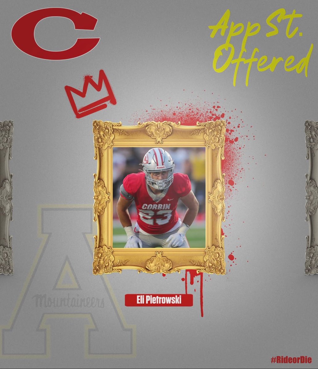 Eli Pietrowski (@elipietrowski23) on Twitter photo Blessed!! After a great workout with <a href="/RedhoundFball/">Redhound Football</a> and speaking with <a href="/CoachYurachek/">Ryan Yurachek</a> this morning
I received an offer to <a href="/AppState_FB/">App State Football</a>
Thank you!!!
<a href="/coachsalmons1/">Luke Salmons</a>
<a href="/KYHighFootball/">KY HIGH FOOTBALL 🏈</a> Blessed!! After a great workout with <a href="/RedhoundFball/">Redhound Football</a> and speaking with <a href="/CoachYurachek/">Ryan Yurachek</a> this morning
I received an offer to <a href="/AppState_FB/">App State Football</a>
Thank you!!!
<a href="/coachsalmons1/">Luke Salmons</a>
<a href="/KYHighFootball/">KY HIGH FOOTBALL 🏈</a>