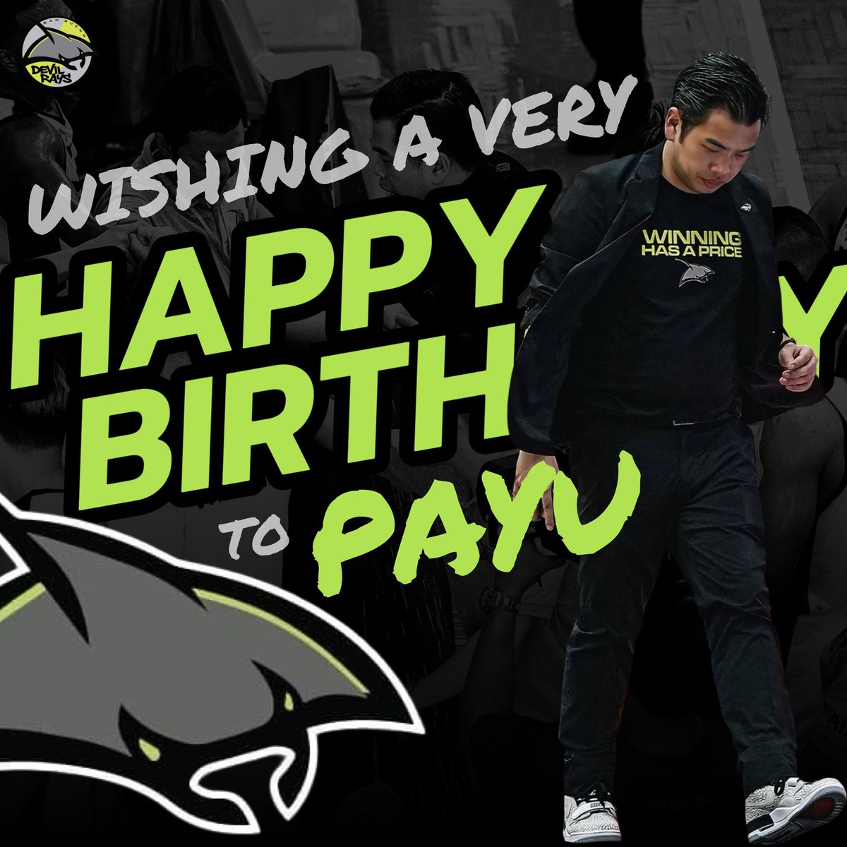 BBDevilRays's tweet photo. RAYS Update | A very Happy 42nd Birthday wishes to our Club President Mr. Payu Nerngchamnong, may the new age brings joy, and happiness to him. From all of us at Ban Bueng Devil Rays 🌊

#GoRays #BanBuengDevilRays #PayuNerng #พายุเนื่องจำนงค์ #บาสชล #บาสไทย #บาสเกตบอล https://t.co/Ze9eWuRPam
