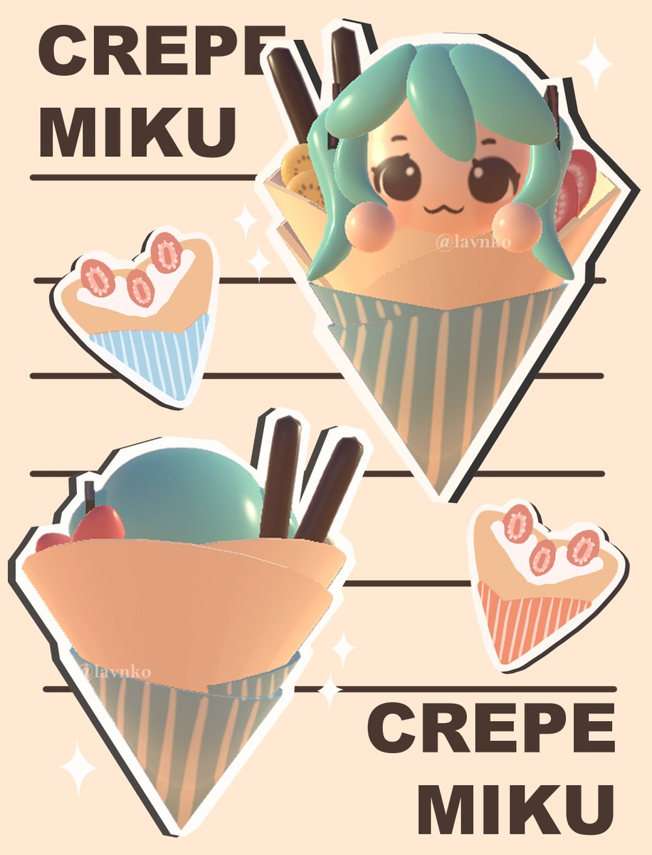 komosaur's tweet photo. miku series 55 - crepe miku🍓🍫 https://t.co/haD3mVBcay