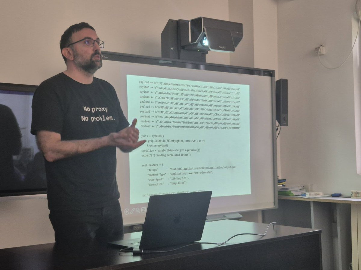 cybermacs_emjm's tweet image. Guest Lecture Highlight
As part of the Software-Defined Security course, our undergraduate students from FINKI together with CyberMACS master’s students, had the chance to attend an inspiring session by Gjoko Krstic from Zero Science Lab.#CyberSecurity #GuestLecture #cybermacs