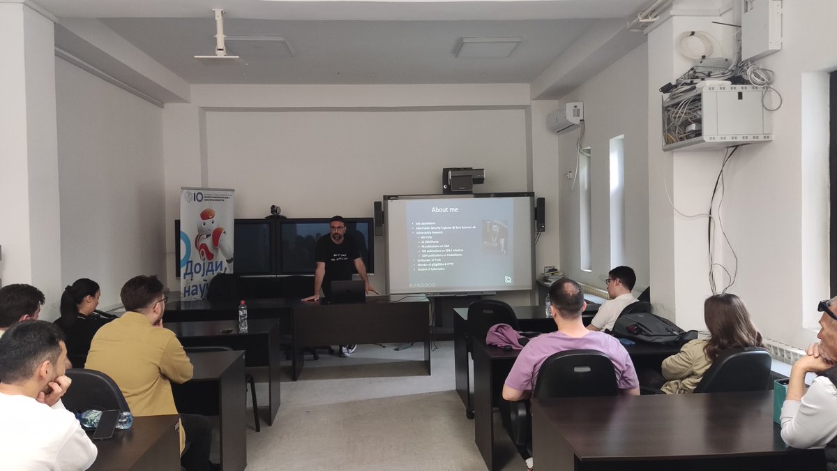 cybermacs_emjm's tweet image. Guest Lecture Highlight
As part of the Software-Defined Security course, our undergraduate students from FINKI together with CyberMACS master’s students, had the chance to attend an inspiring session by Gjoko Krstic from Zero Science Lab.#CyberSecurity #GuestLecture #cybermacs