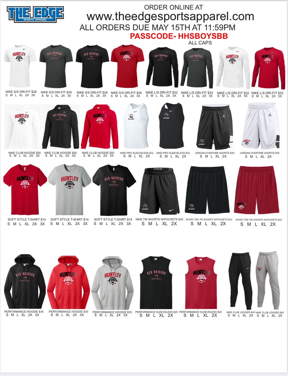 Are you looking for some fresh Huntley Basketball gear for the summer? Check out our online store and represent HHS Hoops!

Store closes May 15, orders should be out by the first week in June!