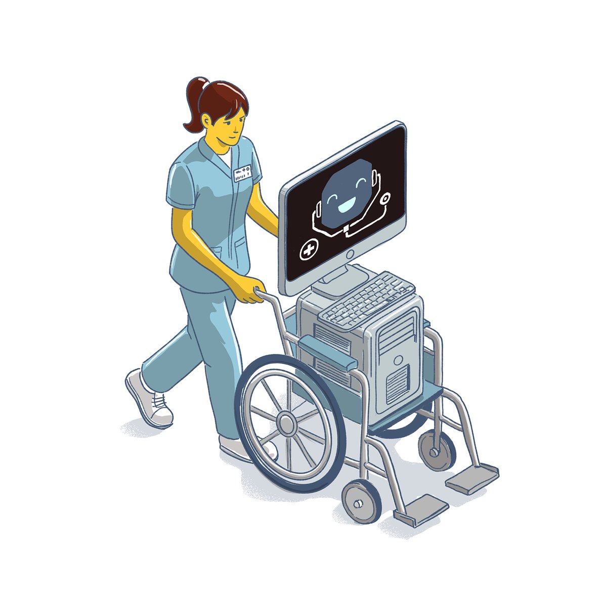researchcomic's tweet photo. Det osynliga arbetet i teknikomvandling. Kan AI, robotar och digitalisering lösa sjukvårdens – till synes ständiga – brist på tid och resurser? Läs mer om Kajsa Lindberg forskning https://t.co/NJJwroxi1z #digitalisering #ai #sjukvård  #företagsekonomi #organisering #fokom #fopol https://t.co/ojQQ2TFc0F