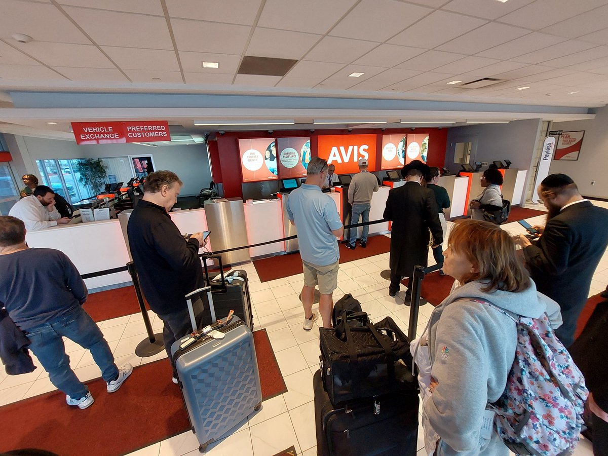 KarlWoitach's tweet photo. Good Morning @Avis - hope your days is going better than ours so far Twelve people on line and one customer service agent at DTW. Huh?!?  It shouldn't take longer to pick up a rental car than to fly from NY to Detroit! https://t.co/YA5IZ2qi8F