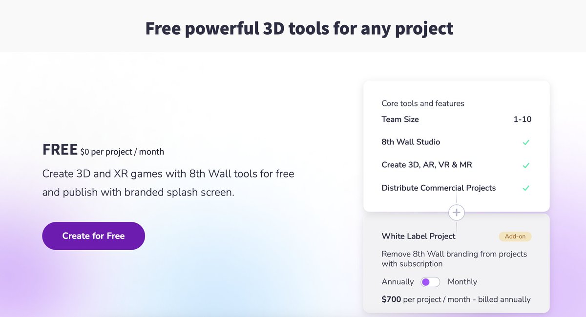 UnityAdventure's tweet image. ¿Quieres aprender WebXR? 🥽
@the8thwall ahora es GRATIS incluso para uso comercial 🙌
Solo pagas si quieres quitar el splash screen (White Label).
Asi que voy a empezar a crear contenido sobre 8thWall 👀💻8thwall.com