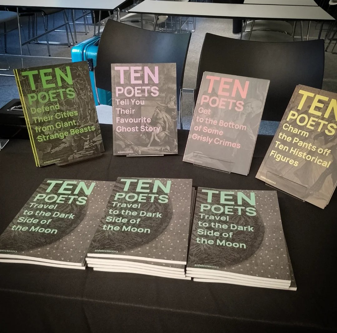 Elizabeth Gibson (they/them) 🌈 (@grizonne) on Twitter photo A very special evening at <a href="/RoyalHolloway/">Royal Holloway</a> launching Ten Poets Travel to the Dark Side of the Moon with <a href="/SidekickBooks/">Sidekick Books</a> and <a href="/brihughespoet/">Dr Briony Hellon-Hughes (I'm on Bluesky)</a> ☺️ It was lovely to meet my fellow contributors, chat a lot, and share our space-themed poems 🪐 A very special evening at <a href="/RoyalHolloway/">Royal Holloway</a> launching Ten Poets Travel to the Dark Side of the Moon with <a href="/SidekickBooks/">Sidekick Books</a> and <a href="/brihughespoet/">Dr Briony Hellon-Hughes (I'm on Bluesky)</a> ☺️ It was lovely to meet my fellow contributors, chat a lot, and share our space-themed poems 🪐