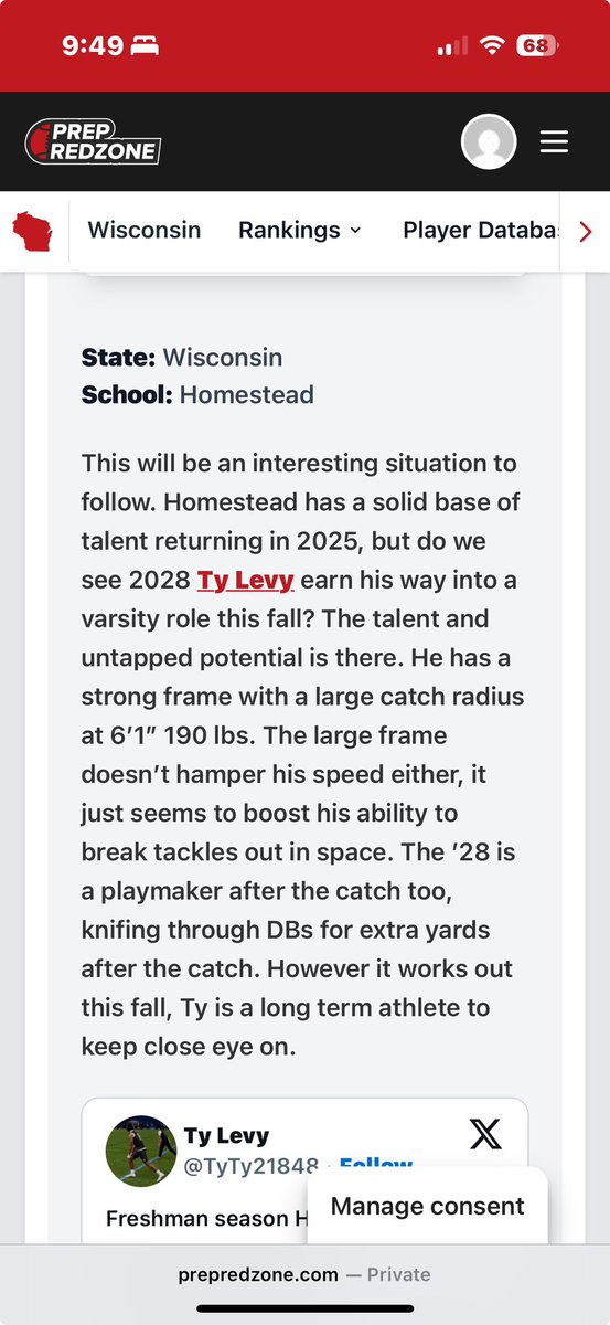 Thank you <a href="/MJ_NFLDraft/">Mark Johnson</a>  and <a href="/PrepRedzoneWI/">Prep Redzone Wisconsin</a> for the write up. #7