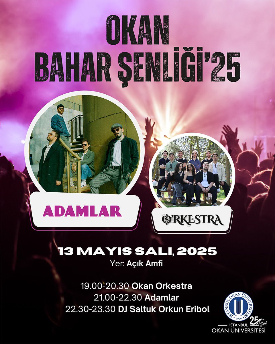 Hazır mısınız Okanlılar?

Yılın en çok beklenen etkinliği OKAN BAHAR ŞENLİĞİ’25 dopdolu geliyor!

13 Mayıs Salı günü Açık Amfi’de müzik 🎶, eğlence 🎉 ve dans 💃🕺 seni bekliyor!

Arkadaşlarını topla 👯‍♀️, baharı birlikte kutlayalım!

Giriş ücretsiz, enerji sınırsız! ⚡️