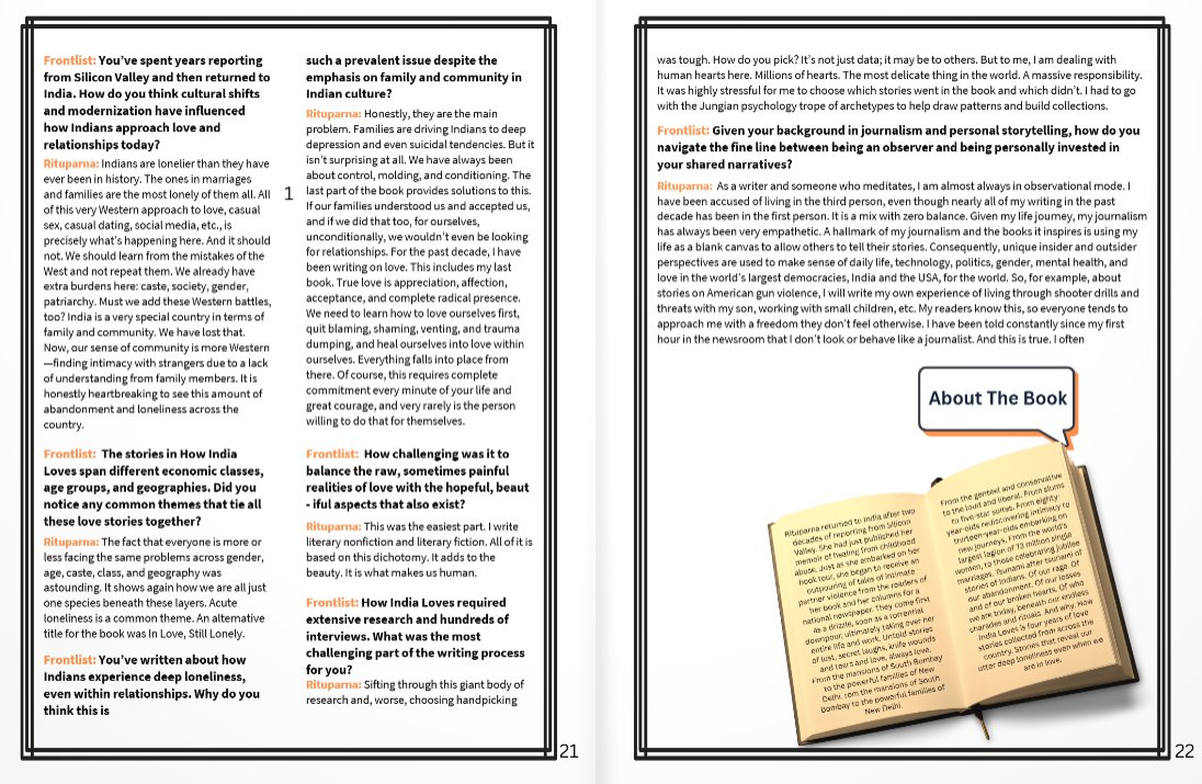 Indians are lonelier than ever before in history. The loneliest are actually in marriages/families. Hence, an alternative title was InLoveStillLonely. My new book turned out to be about millions of achingly lonely hearts. A lovely interview in <a href="/frontlistIN/">FrontList</a> Magazine
#HowIndiaLoves