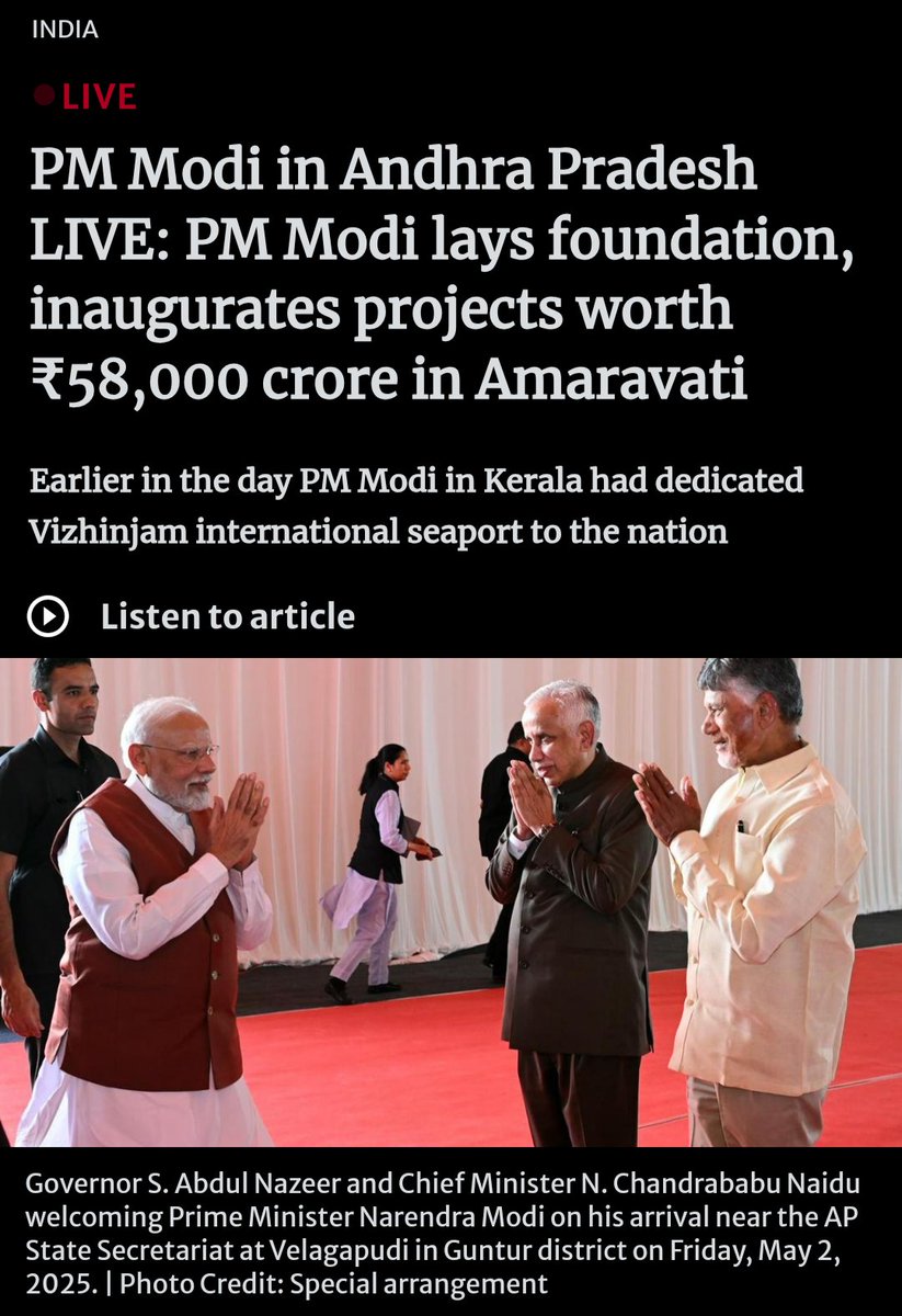 documystic_X's tweet image. 🚨#BREAKING News : PM Modi ne Amravati mein ₹58,000 cr ke projects ki neev rakhi. CM Chandrababu Naidu aur Governor Nazeer ne swagat kiya.
#ModiInAP #AndhraPradesh #VikasYatra #AmaravatiTheRise #Amaravatirestart #chandrababu #AndhraPradesh