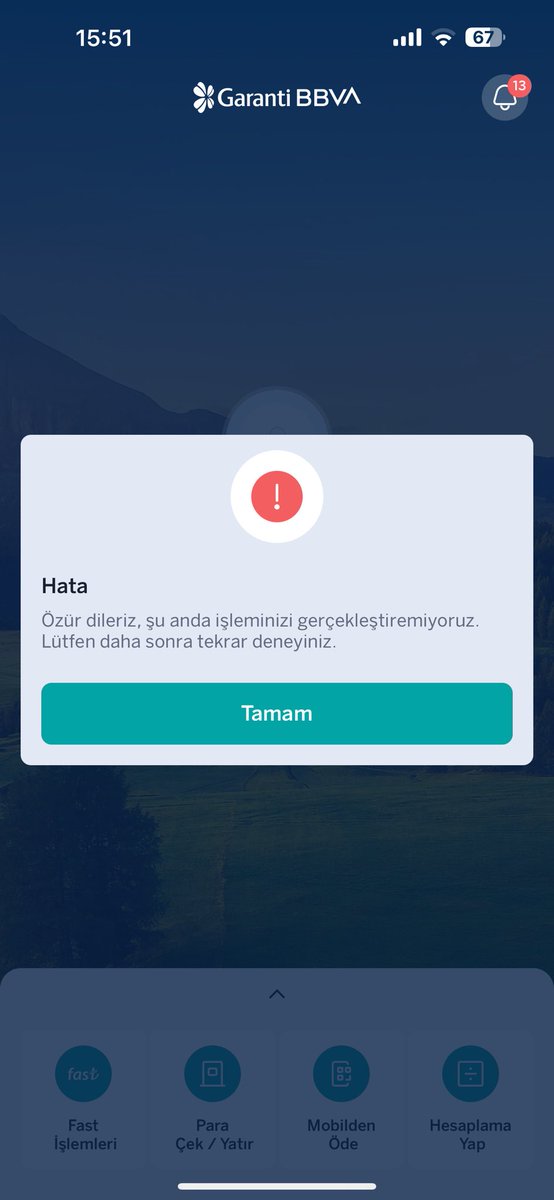 BorsaMühendisi (@borsamhend7216) on Twitter photo Garanti bankası mobil çalışmıyor.
Acil durum olsa işlem yapılamıyor.
#Mağduriyet oluşturuyorsunuz.
<a href="/GarantiBBVA/">Garanti BBVA</a> sisteme acil müdahale ile sorunu çözer misiniz?
1 günlük gecikmede faiz istemeyi/almayı biliyorsunuz.
Neden hızlı çözüm sağlamıyorsunuz.
#Garanti #GarantiMobil #Müşteri Garanti bankası mobil çalışmıyor.
Acil durum olsa işlem yapılamıyor.
#Mağduriyet oluşturuyorsunuz.
<a href="/GarantiBBVA/">Garanti BBVA</a> sisteme acil müdahale ile sorunu çözer misiniz?
1 günlük gecikmede faiz istemeyi/almayı biliyorsunuz.
Neden hızlı çözüm sağlamıyorsunuz.
#Garanti #GarantiMobil #Müşteri