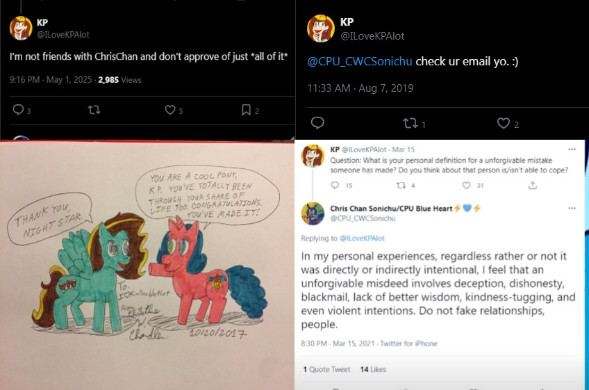 ILoveKPAlot is lying about not being friends with Chris Chan. Chris Chan drew fanart of her and can be seen interacting with her. You are vile.