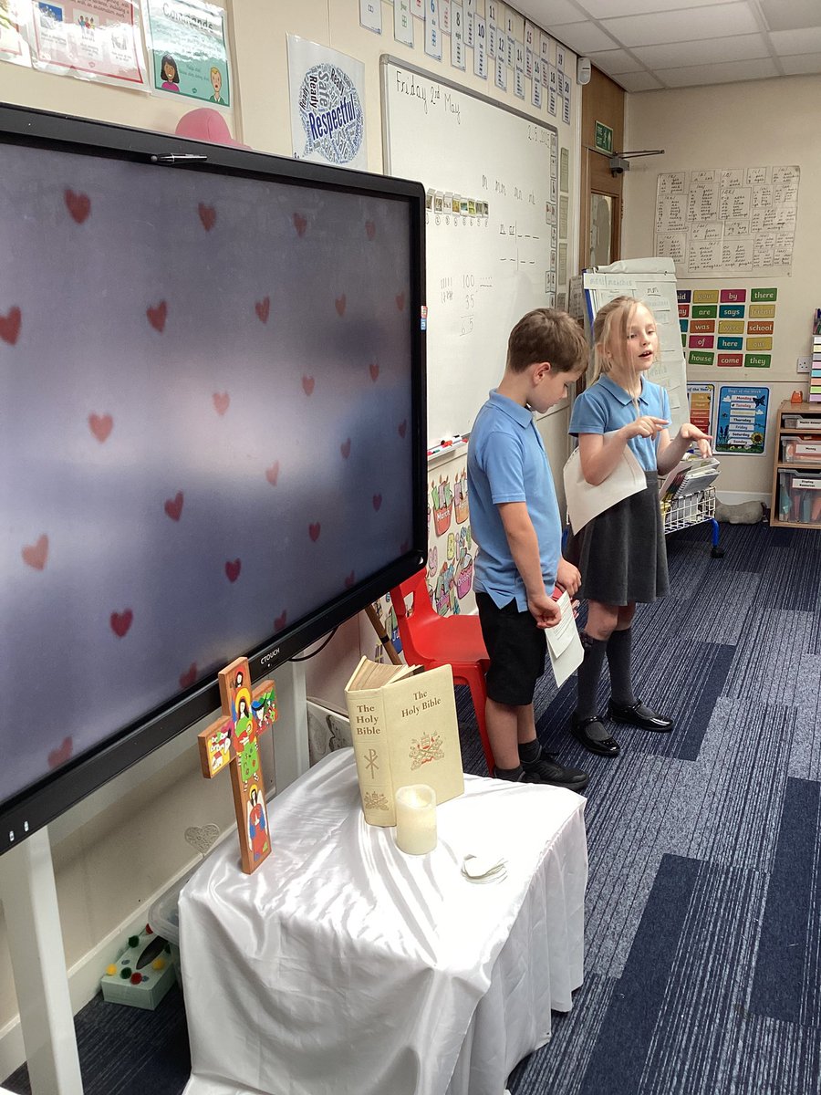 MissCYear2's tweet photo. Thank you to Amelia and Arthur who lead our beautiful prayer and liturgy worship this afternoon on the topic of L❤️VE. We listened to the gospel of Luke and how sharing our love with others helps us to be closer with God. @OURLADYSASPULL #ourladysre https://t.co/zYVvwmJhbT