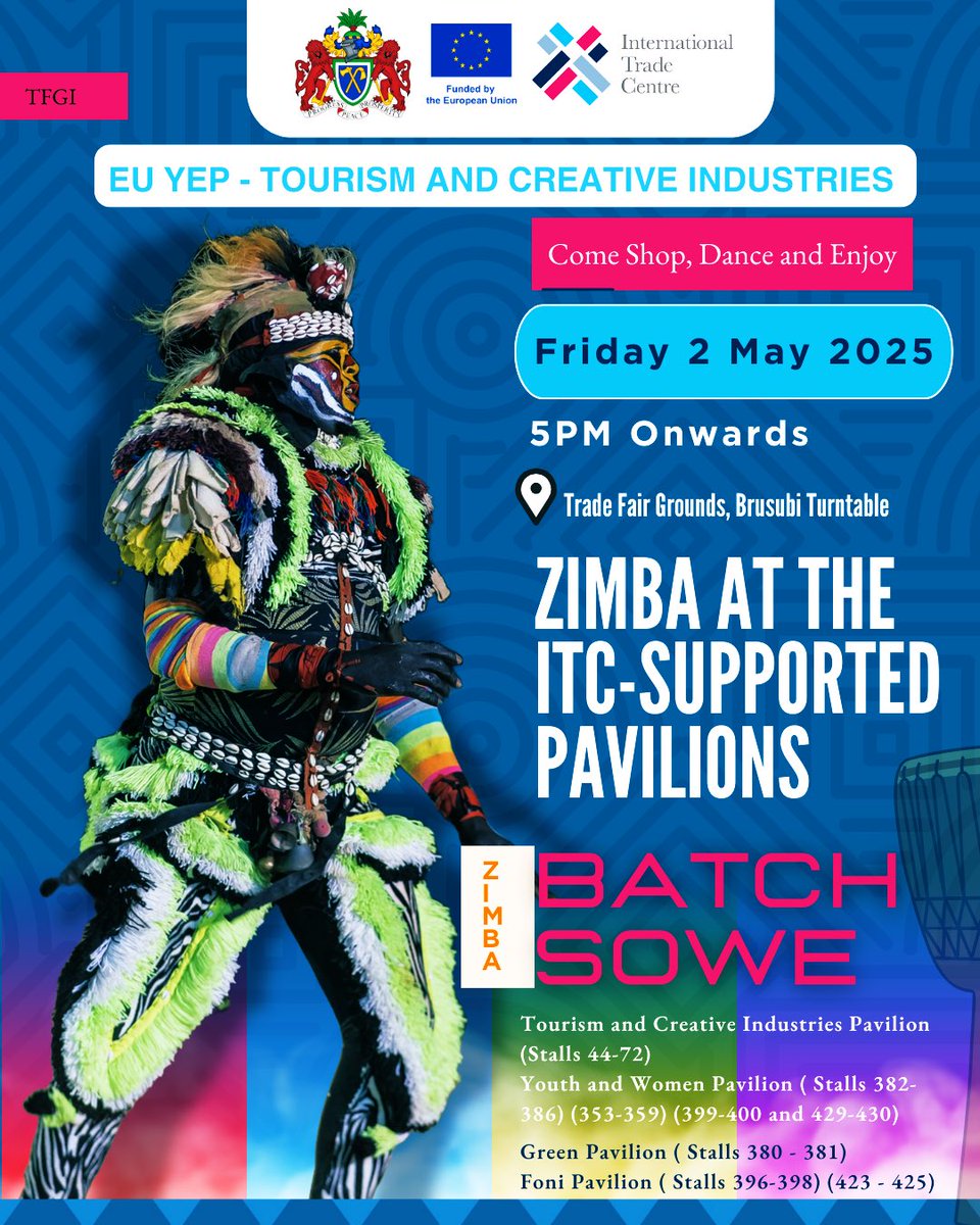 ITC Gambia (@itc_gambia) on Twitter photo See you at our supported pavilions later today at the GCCI Trade Fair Grounds, Brusubi Turntable.
Come buy from young people and women, dance and enjoy.π
Thanks to <a href="/EUinTheGambia/">EU in The Gambia</a>. See you at our supported pavilions later today at the GCCI Trade Fair Grounds, Brusubi Turntable.
Come buy from young people and women, dance and enjoy.π
Thanks to <a href="/EUinTheGambia/">EU in The Gambia</a>.