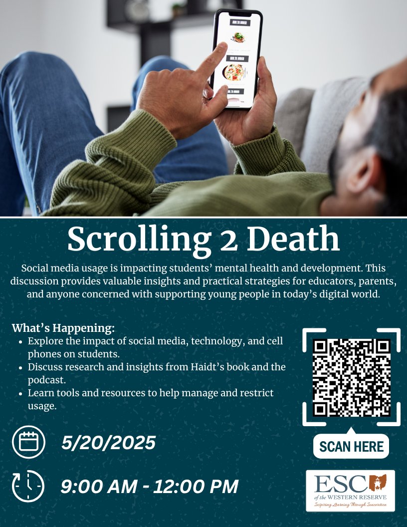 ESCoftheWR's tweet photo. Is social media shaping student well-being? 📱 Join us for a powerful discussion on tech's impact, backed by research and real talk—plus practical tools to support today’s digital learners. https://t.co/8qAIQBZaiD