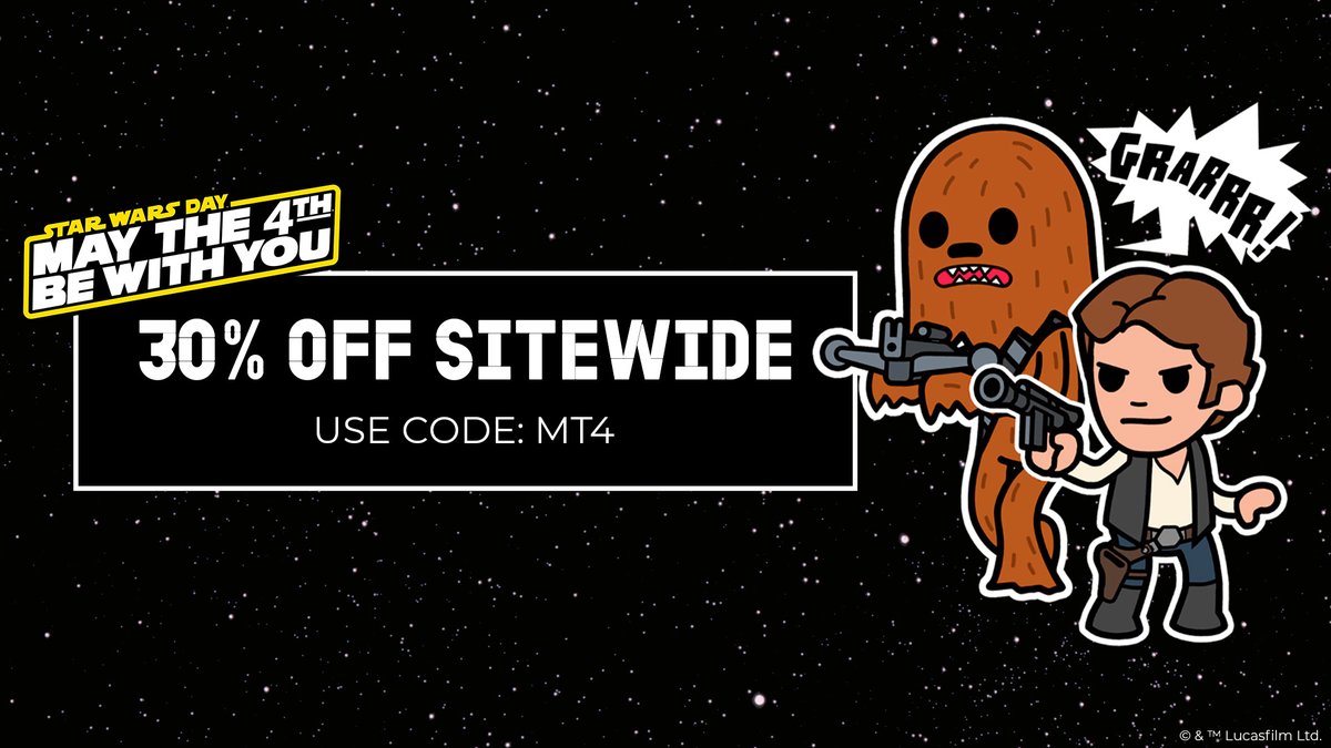 5sun's tweet photo. Make every entrance worthy of the Imperial March this May the Fourth with 30% off STAR WARS™ apparel using code MT4. https://t.co/Myxb2hDFYN https://t.co/IVoD3h1g5f