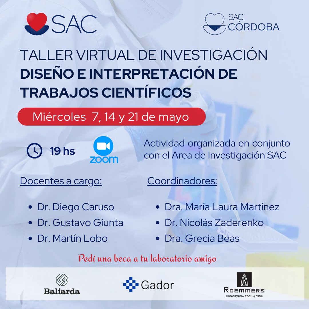 Distrito CBA - SAC (@sac_dcba) on Twitter photo Invitamos a todos a participar de este Taller de Investigación DISEÑO E INTREPRETACIÓN DE TRABAJOS CIENTÍFICOS.
Podes acceder a una beca a través de los laboratorios que participan.
<a href="/Roemmers_ve/">Roemmers_ve</a>
#investigacion
#trabajoscientificos Invitamos a todos a participar de este Taller de Investigación DISEÑO E INTREPRETACIÓN DE TRABAJOS CIENTÍFICOS.
Podes acceder a una beca a través de los laboratorios que participan.
<a href="/Roemmers_ve/">Roemmers_ve</a>
#investigacion
#trabajoscientificos