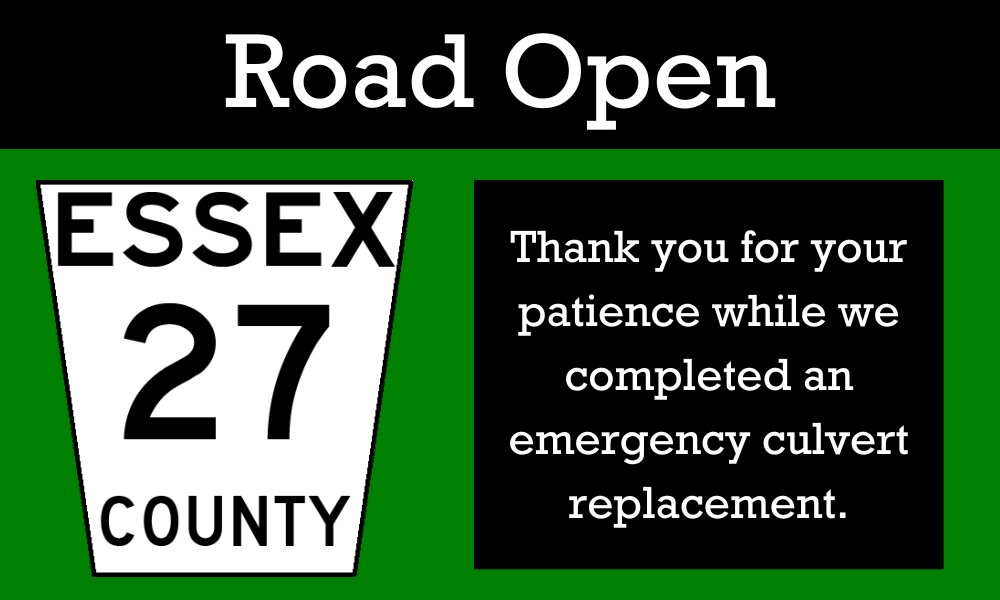 EssexCountyON's tweet photo. County Road 27 is open again between County Road 8 and County Road 14. Thank you to motorists in @KingsvilleOnt for your patience and understanding while we completed an emergency culvert replacement at the 10th Concession, just north of Cottam. https://t.co/8bH8kFopzf