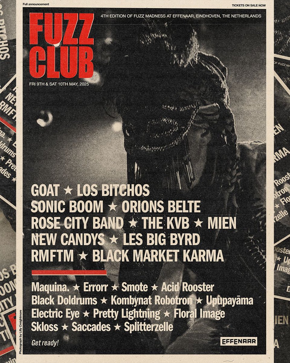 Fuzz Club (@fuzzclub) on Twitter photo JUST ONE WEEK TO GO! This time next week the doors will have opened for round four of the Fuzz Club Festival at the <a href="/Effenaar/">Effenaar Eindhoven</a> in Eindhoven, NL 🔥
This is your last call to grab the limited remaining weekend / day tickets!
Join the party here: fuzzclub.lnk.to/tickets JUST ONE WEEK TO GO! This time next week the doors will have opened for round four of the Fuzz Club Festival at the <a href="/Effenaar/">Effenaar Eindhoven</a> in Eindhoven, NL 🔥
This is your last call to grab the limited remaining weekend / day tickets!
Join the party here: fuzzclub.lnk.to/tickets
