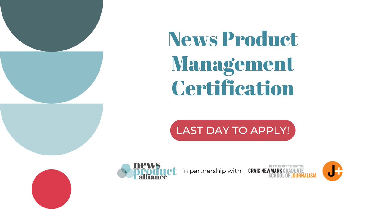 Applications for the News Product Management Certification (#NPMC) close tonight!

🚨Don’t wait—submit yours now: newsproduct.org/news-product-m…