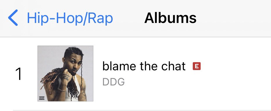 ddgnewspage's tweet photo. DDG’ album “Blame The Chat” is # 1 on iTunes Hip-Hop/Rap and All Genres Chart https://t.co/sAsxxjqciY