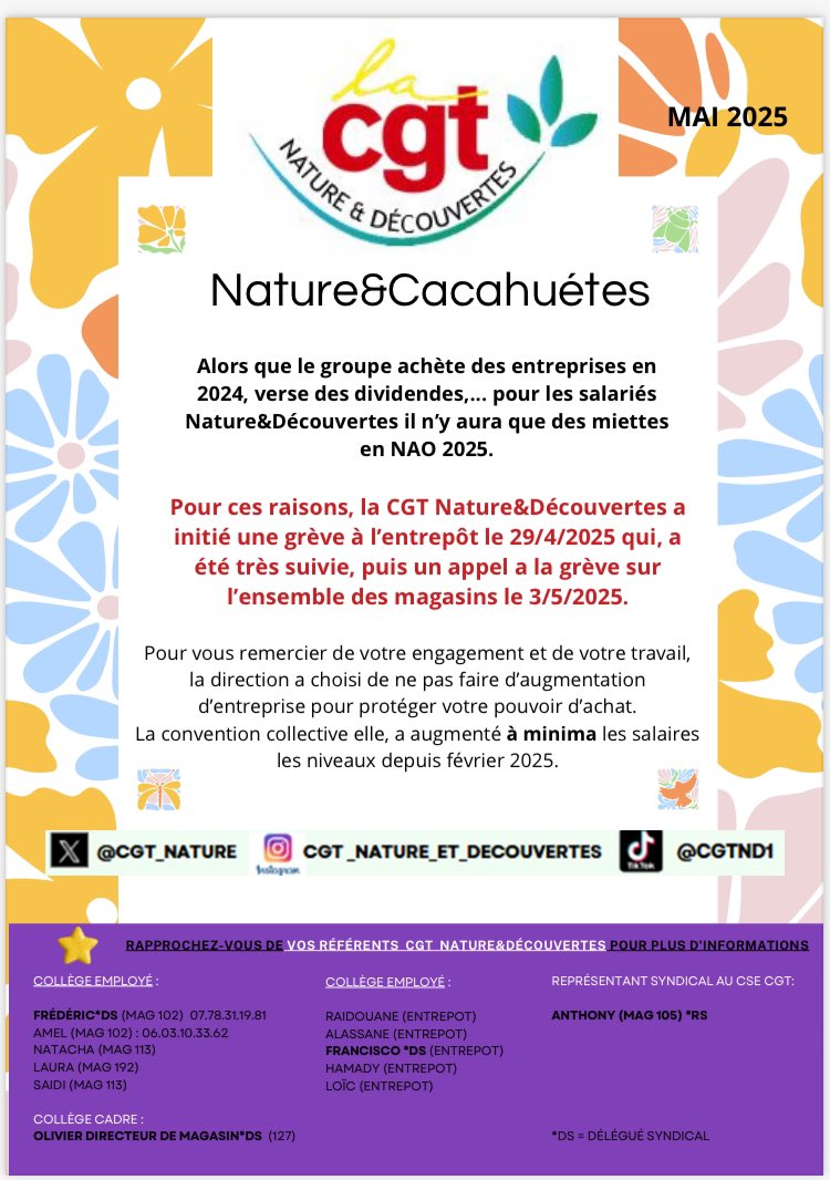 🚨🚨CGT Nature&amp;Découvertes fera grève le 3 mai sur les magasins