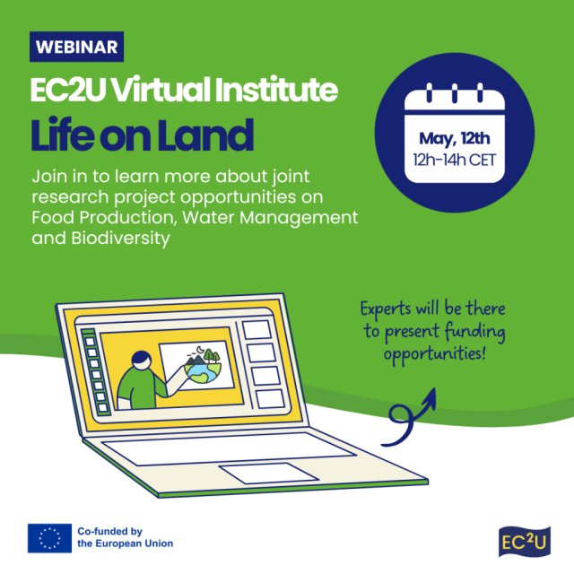 💻 ¡Lanzamos el nuevo Instituto Virtual <a href="/EC2U_Alliance/">EC2U Alliance of European Universities</a>  "Life on Land" enfocado en el 🌳 ODS 15: Agua, alimentos y biodiversidad como ejes clave. 

💻Webinar
📅 12 de mayo | 🕛 12h (CET)
🔗 Regístrate: acortar.link/LTwmJs