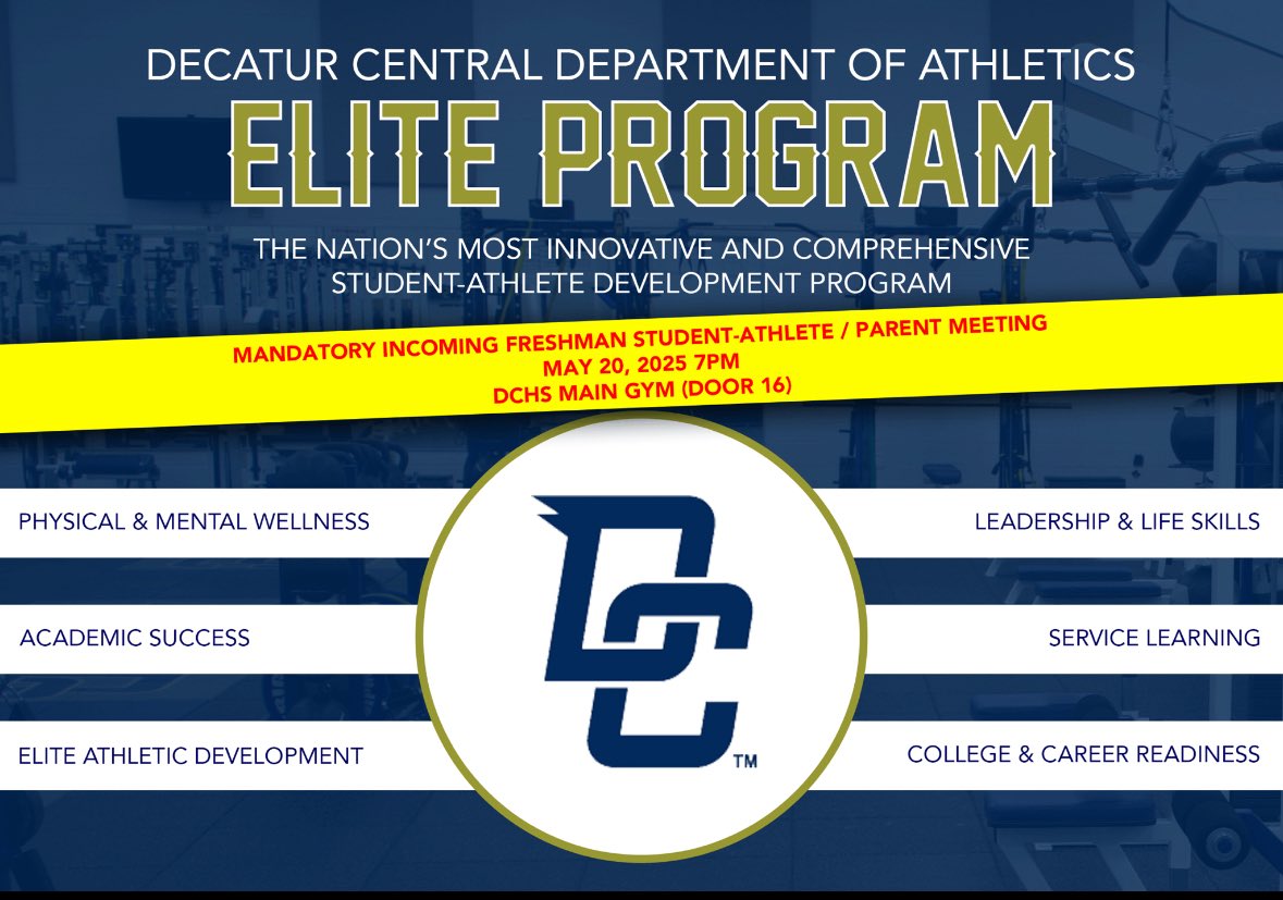 DCHS Athletics (@dchs_athletics) on Twitter photo This year’s Elite Program Meeting is scheduled for May 20,2025 at 7pm in the Main Gym. Enter through door 16.
This event is Mandatory for all incoming Freshman Student-Athletes and their Parents/Guardians.
<a href="/DCHawkPOWER/">HAWKS Athletic Performance</a> <a href="/MSDDecatur/">MSD Decatur</a> <a href="/DMSHawks/">DMS Athletics</a> <a href="/DmsHawks1/">Decatur Middle School</a> This year’s Elite Program Meeting is scheduled for May 20,2025 at 7pm in the Main Gym. Enter through door 16.
This event is Mandatory for all incoming Freshman Student-Athletes and their Parents/Guardians.
<a href="/DCHawkPOWER/">HAWKS Athletic Performance</a> <a href="/MSDDecatur/">MSD Decatur</a> <a href="/DMSHawks/">DMS Athletics</a> <a href="/DmsHawks1/">Decatur Middle School</a>