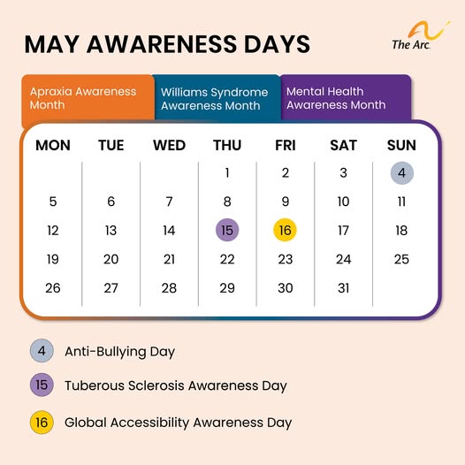 The Arc of Tucson (@arcoftucson) on Twitter photo <a href="/TheArcUS/">The Arc of the United States</a>
April showers bring May flowers—and lots of amazing ways to uplift people with disabilities! Share this post to spread the word and let us know what other days you’re looking forward to w/ May Awareness Days. <a href="/TheArcUS/">The Arc of the United States</a>
April showers bring May flowers—and lots of amazing ways to uplift people with disabilities! Share this post to spread the word and let us know what other days you’re looking forward to w/ May Awareness Days.