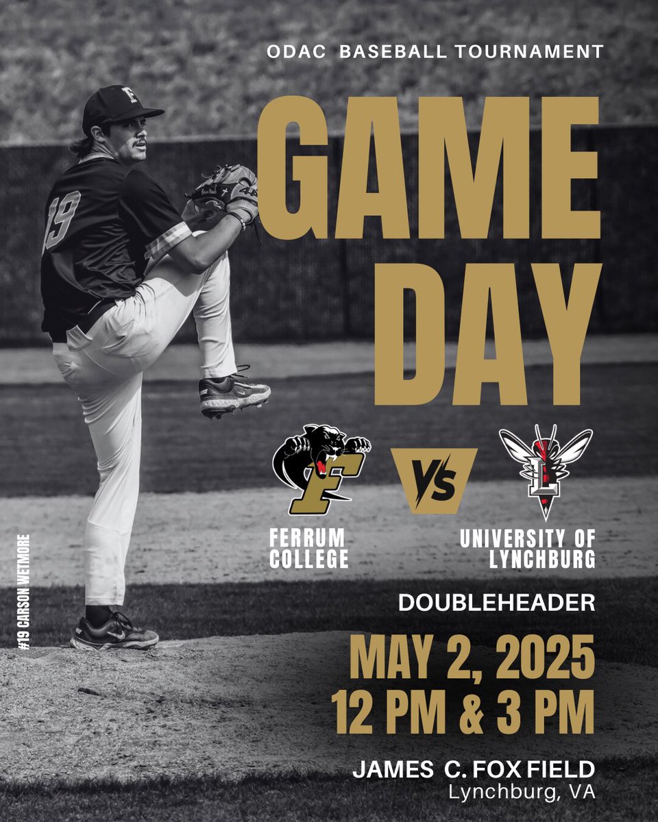IT’S GAME DAY!!! ⚾️

For the first time since 2019, the Panthers are BACK in the ODAC Playoffs and ready to make noise!
 — be there or be loud from wherever you are!

First pitch: 12 PM &amp; 3 PM
Let’s make history. 

#PantherPride #ODAC2025 #FerrumBaseball #GameDay