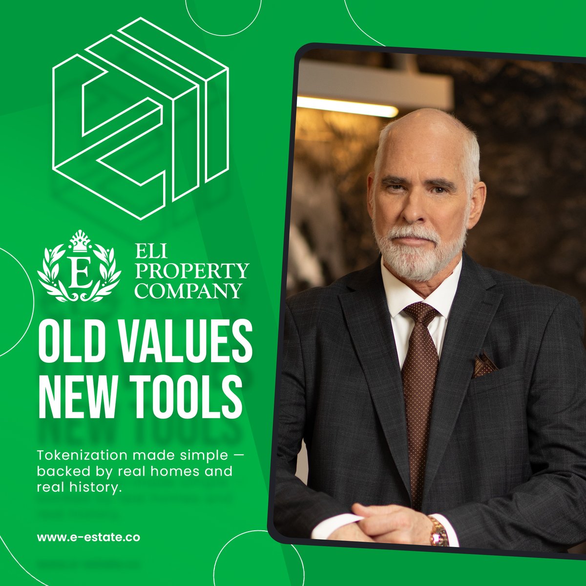 e_estate_co's tweet photo. For over 50 years, Eli Property Company has helped clients build real wealth through real estate.
Today, we're bringing that same trust and experience into the digital world โ through tokenization.
#E_Estate #EliProperty #Tokenization #DigitalAssets #MikeHamilton https://t.co/ktYYyeBvTq