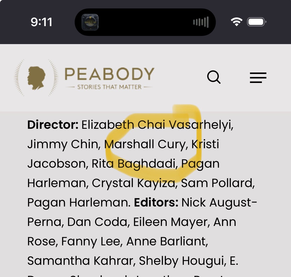 So yesterday the doc I directed about photographer Anand Varma was nominated for an News/Doc Emmy, and the series won a Peabody—but as my daughter quickly pointed out, I shouldn’t get a big head bc the Peabody announcement spelled my name wrong…!