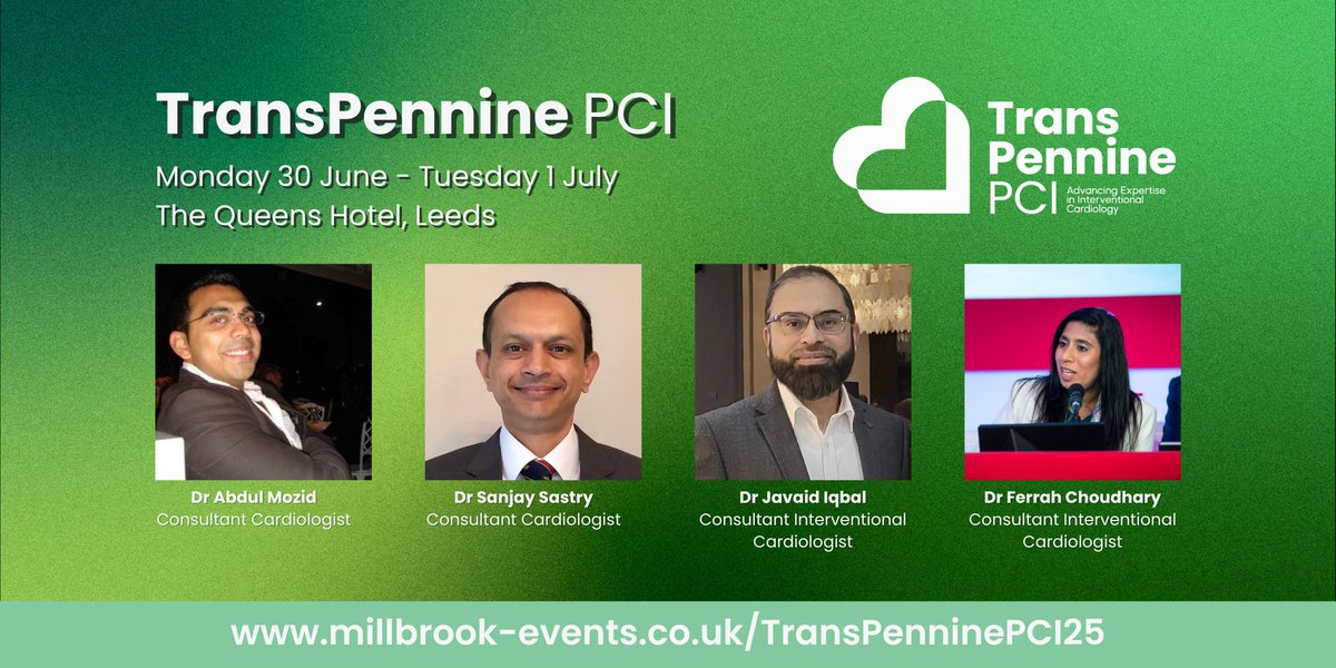 Millbrook Medical Conferences (@millbrookmed) on Twitter photo Join course directors <a href="/ammozid/">Abdul Mozid</a>, <a href="/sanjaysastry/">Robodoc</a>, <a href="/FerrahChoudhary/">Ferrah Choudhary</a>, and Javaid Iqbal for #TransPenninePCI, an established two-day meeting designed for consultant interventional cardiologists and senior trainees/fellows in interventional cardiology
Register now: Join course directors <a href="/ammozid/">Abdul Mozid</a>, <a href="/sanjaysastry/">Robodoc</a>, <a href="/FerrahChoudhary/">Ferrah Choudhary</a>, and Javaid Iqbal for #TransPenninePCI, an established two-day meeting designed for consultant interventional cardiologists and senior trainees/fellows in interventional cardiology
Register now: