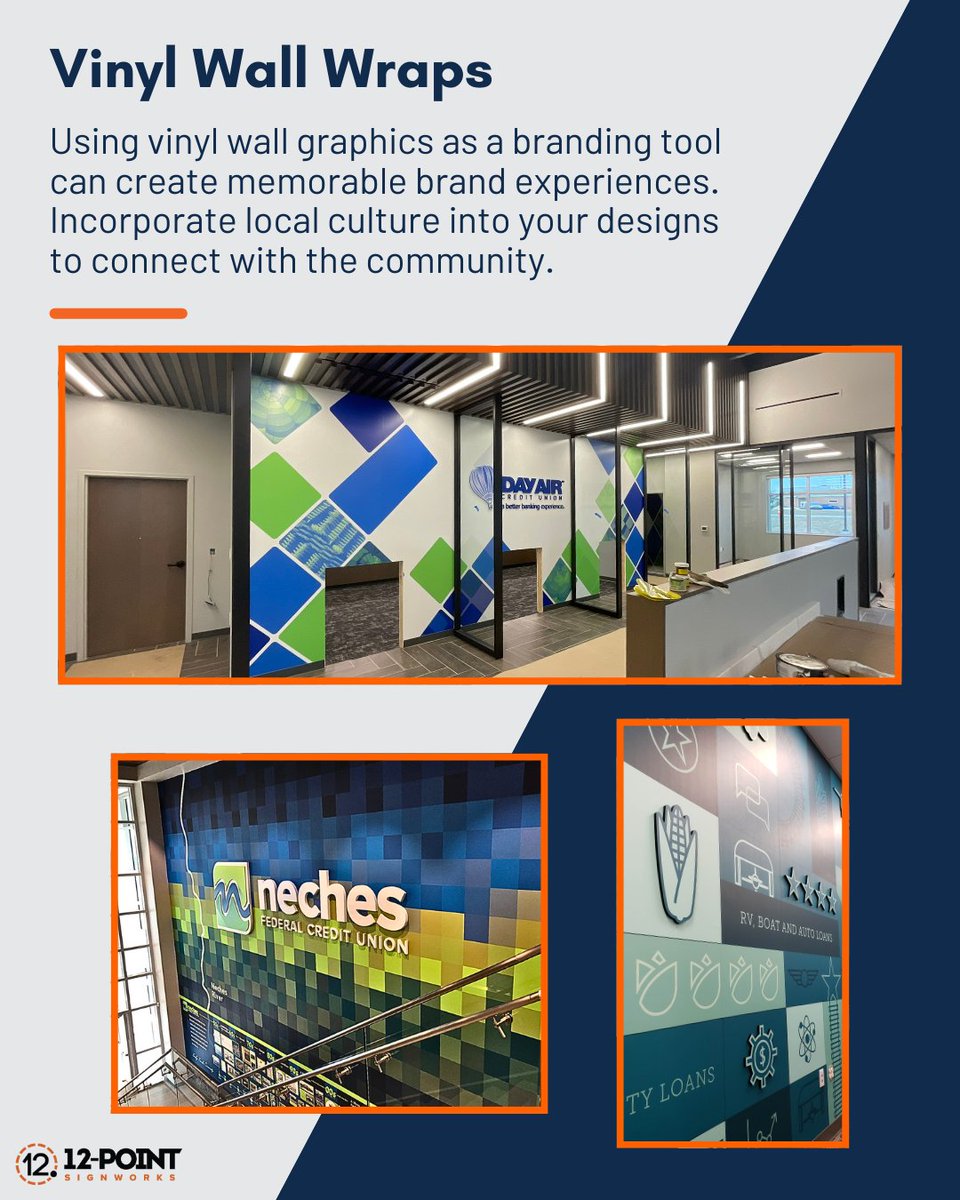 12pointsigns's tweet image. #VinylWallWraps bring style &amp;amp; personality to airports, offices, &amp;amp; retail. They're also a cost-effective way to update your environment without paint or permanent fixtures. If you'd like to liven up your workspace with custom #WallGraphics, give us a call!