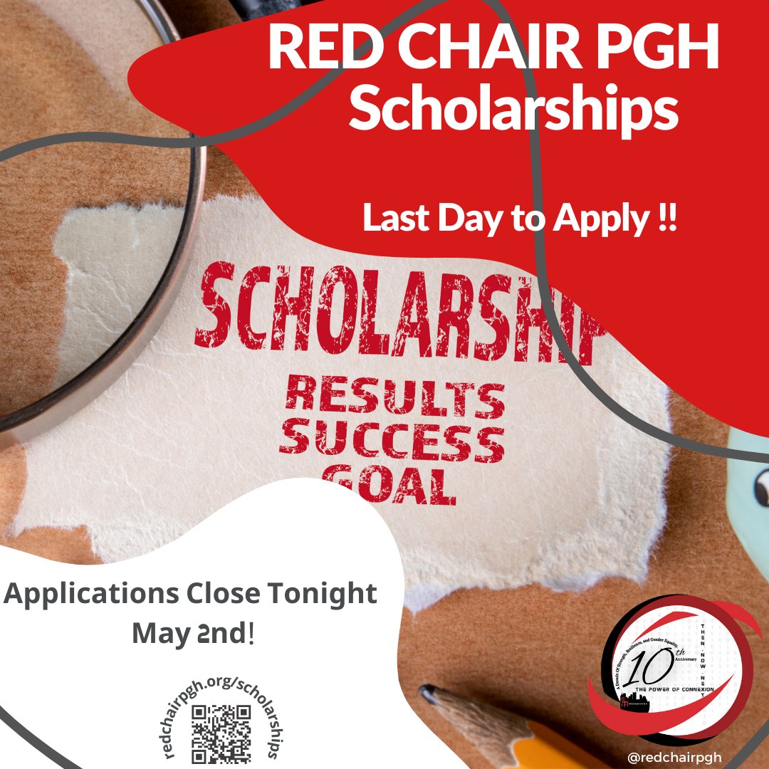🚨 For real this time... today’s the LAST day! 🚨

RedChair Scholarship applications close TONIGHT, May 2!
 
 🔗 Apply now: redchairpgh.org/scholarships/

#RedChairPGH #FinalCall #WomenInTech #Scholarships #TechCareers #OwnYourFuture #LastChance #PittsburghTech