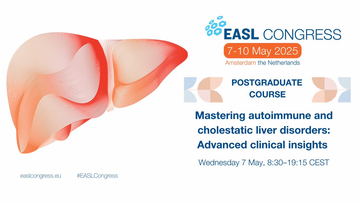 EASL Education (@easledu) on Twitter photo 🎓 Deepen your expertise in autoimmune & cholestatic liver diseases at the Postgraduate Course! Explore PBC, AIH, IgG4-RC, and #PSC with leading experts.
🗓️Wednesday, 7 May from 0830 CEST
👉easlcongress.eu/2025-scientifi…
@EASLNews <a href="/mcarbone/">Mike Carbone</a> <a href="/EmmaCulver6/">Emma Culver</a> <a href="/FrancqueSven/">Sven Francque</a> <a href="/LiverNotFighter/">Lindsey Kennedy</a> 🎓 Deepen your expertise in autoimmune & cholestatic liver diseases at the Postgraduate Course! Explore PBC, AIH, IgG4-RC, and #PSC with leading experts.
🗓️Wednesday, 7 May from 0830 CEST
👉easlcongress.eu/2025-scientifi…
@EASLNews <a href="/mcarbone/">Mike Carbone</a> <a href="/EmmaCulver6/">Emma Culver</a> <a href="/FrancqueSven/">Sven Francque</a> <a href="/LiverNotFighter/">Lindsey Kennedy</a>