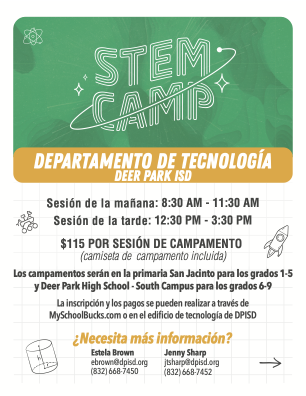 DPISD_WC's tweet photo. It's that time of year again—STEM Camp season is just around the corner! We can't wait for you to explore our thrilling secondary camps focused on Esports and Drones. https://t.co/hHhkE0njcX