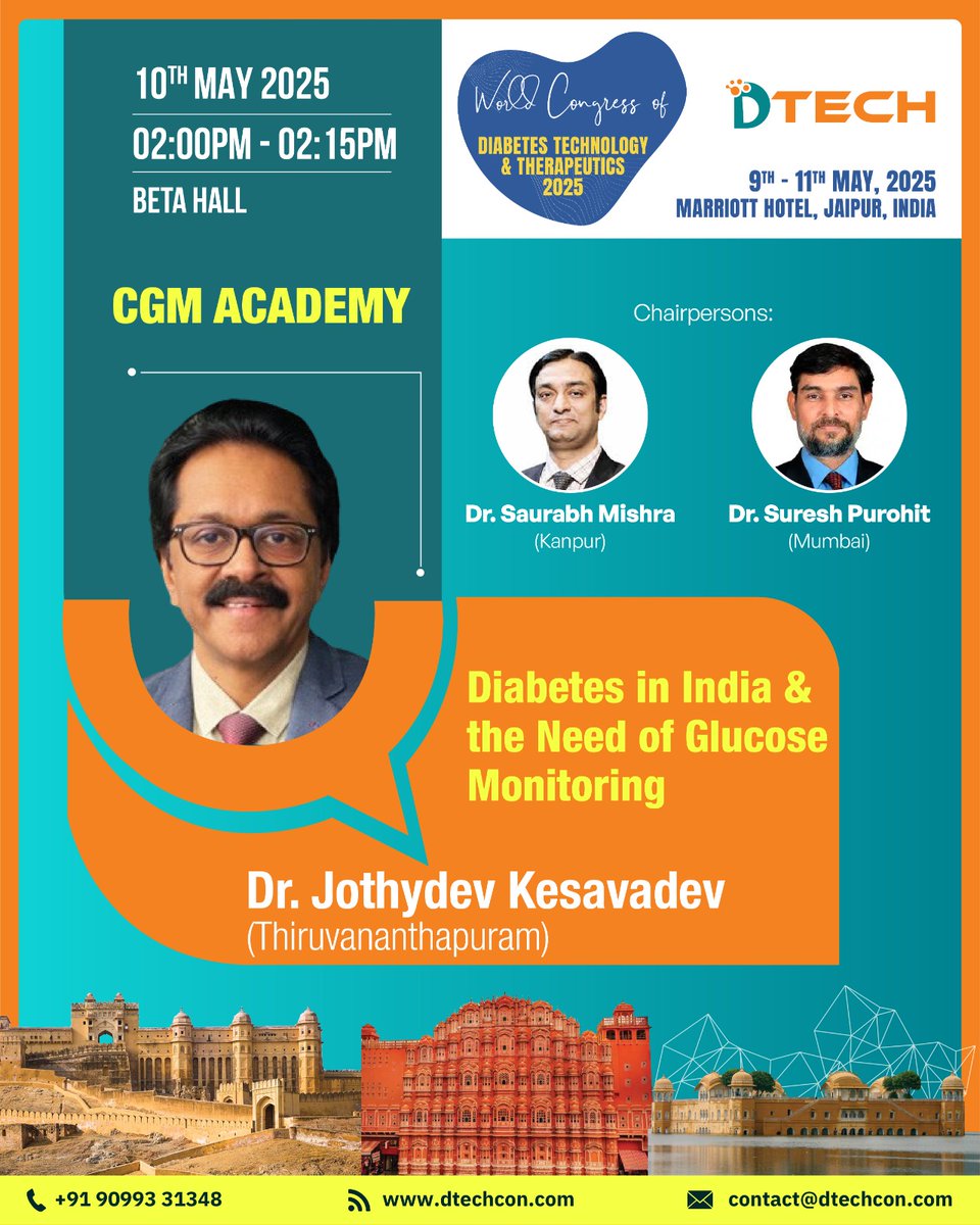 D Tech (@dtech_official) on Twitter photo Diabetes in India & the Need of Glucose Monitoring
10th May | 2:00 PM | #DTechCon2025
Dr. Jothydev Kesavadev (Thiruvananthapuram) <a href="/jothydev/">Jothydev Kesavadev</a>
Marriott Jaipur | CGM Academy
dtechcon.com
#DiabetesIndia #CGM #DiabetesCare #DTech2025 #MedicalTech Diabetes in India & the Need of Glucose Monitoring
10th May | 2:00 PM | #DTechCon2025
Dr. Jothydev Kesavadev (Thiruvananthapuram) <a href="/jothydev/">Jothydev Kesavadev</a>
Marriott Jaipur | CGM Academy
dtechcon.com
#DiabetesIndia #CGM #DiabetesCare #DTech2025 #MedicalTech