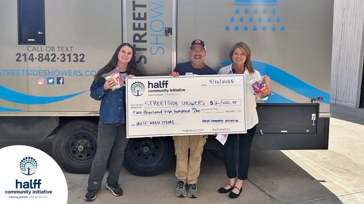 Halff Community Initiative (@halff_hci) on Twitter photo Shannon Rea and Dayna Pittman presented a $2,500 donation to <a href="/StSideShowers/">Streetside Showers</a>, who provides mobile hot showers and personal hygiene care to those in need. Additionally, volunteers at Halff’s 2025 People Leader Forum packed 200 hygiene bags and 200 snack bags. #HalffGives Shannon Rea and Dayna Pittman presented a $2,500 donation to <a href="/StSideShowers/">Streetside Showers</a>, who provides mobile hot showers and personal hygiene care to those in need. Additionally, volunteers at Halff’s 2025 People Leader Forum packed 200 hygiene bags and 200 snack bags. #HalffGives