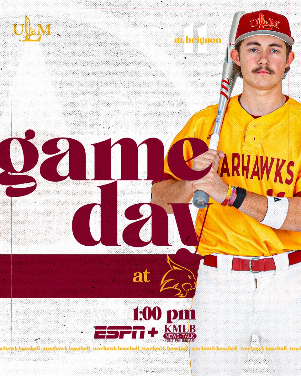ULM_BSB's tweet photo. Friday matinee deep in the heart of Texas 🤠

🆚 Texas State
⏰ 1 p.m.
📍 Bobcat Ballpark (San Marcos, Texas)
📺 ESPN+ (https://t.co/Ptzecakv1Q)
📻 https://t.co/pgyGUs8jWH
📊 https://t.co/KCx3GpT77r https://t.co/lNl6RXNu5N