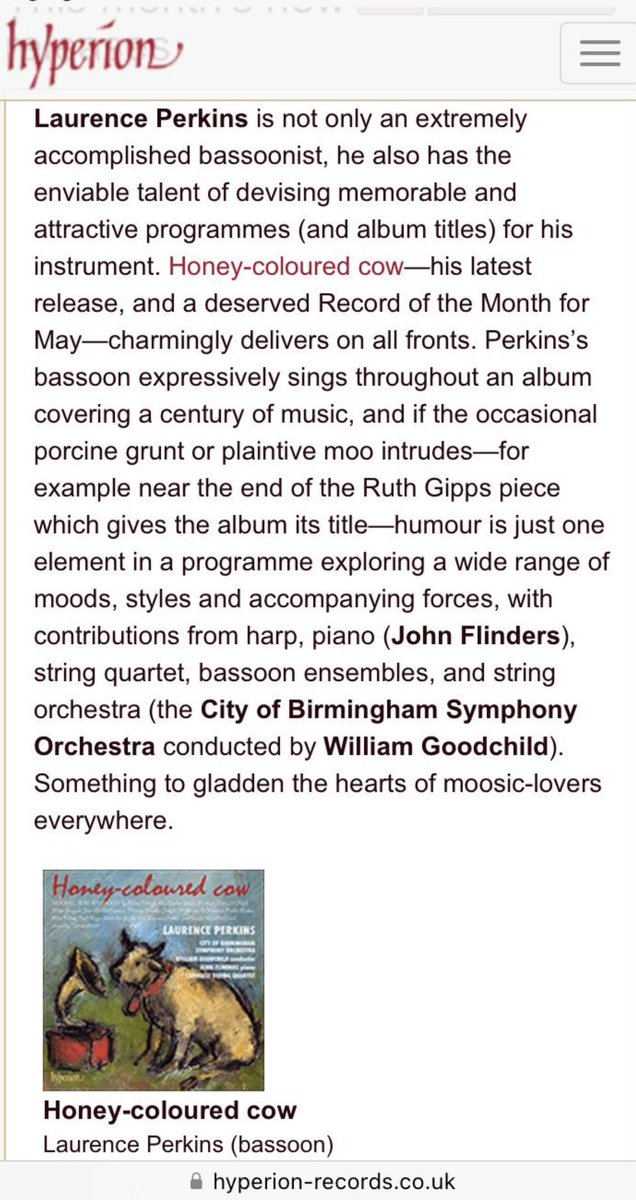 Laurence Perkins (@perkins_mail) on Twitter photo The ‘Cow’ has arrived - <a href="/hyperionrecords/">Hyperion Records Ltd</a> album launched today, hear it on Spotify, and on Apple Music in Dolby ATMOS (or stereo). It’s a lot of fun! <a href="/BDRSoc/">British Double Reed Society</a> <a href="/EventsClassical/">Classical Events</a> <a href="/EMF_music/">The English Music Festival</a> <a href="/HowarthofLondon/">Howarth of London</a> <a href="/windblowersShop/">Windblowers</a> <a href="/doublereedltd/">Double Reed Ltd.</a> <a href="/idrsofficial/">IDRS</a> <a href="/MusicEdUK/">MUSIC:ED - international membership network</a> <a href="/bigdoublereed/">BIG Double Reed Day</a> The ‘Cow’ has arrived - <a href="/hyperionrecords/">Hyperion Records Ltd</a> album launched today, hear it on Spotify, and on Apple Music in Dolby ATMOS (or stereo). It’s a lot of fun! <a href="/BDRSoc/">British Double Reed Society</a> <a href="/EventsClassical/">Classical Events</a> <a href="/EMF_music/">The English Music Festival</a> <a href="/HowarthofLondon/">Howarth of London</a> <a href="/windblowersShop/">Windblowers</a> <a href="/doublereedltd/">Double Reed Ltd.</a> <a href="/idrsofficial/">IDRS</a> <a href="/MusicEdUK/">MUSIC:ED - international membership network</a> <a href="/bigdoublereed/">BIG Double Reed Day</a>