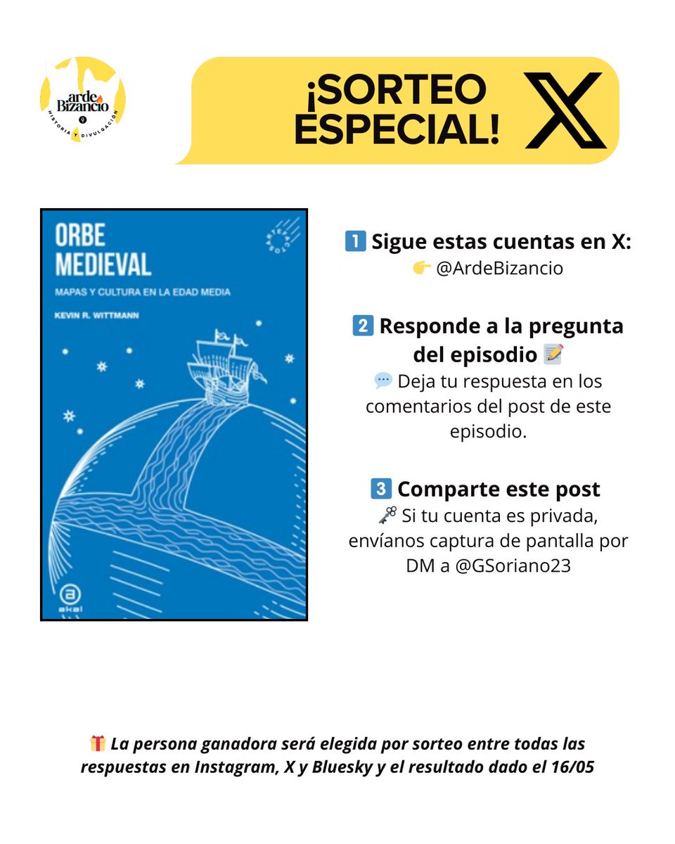 🎁 ¡Sorteamos su libro!
📌 Para participar:
1️⃣ Sigue a <a href="/ArdeBizancio/">G. Soriano / Arde Bizancio</a>
2️⃣ Escucha el episodio y responde la pregunta final
3️⃣ Comenta y comparte
🗓️ Ganador/a: 16/05/2025
🎧 Escúchalo ya en Spotify, iVoox y más
🔗 Link en bio

#ArdeBizancio #Historia  #Podcast #Cartografía