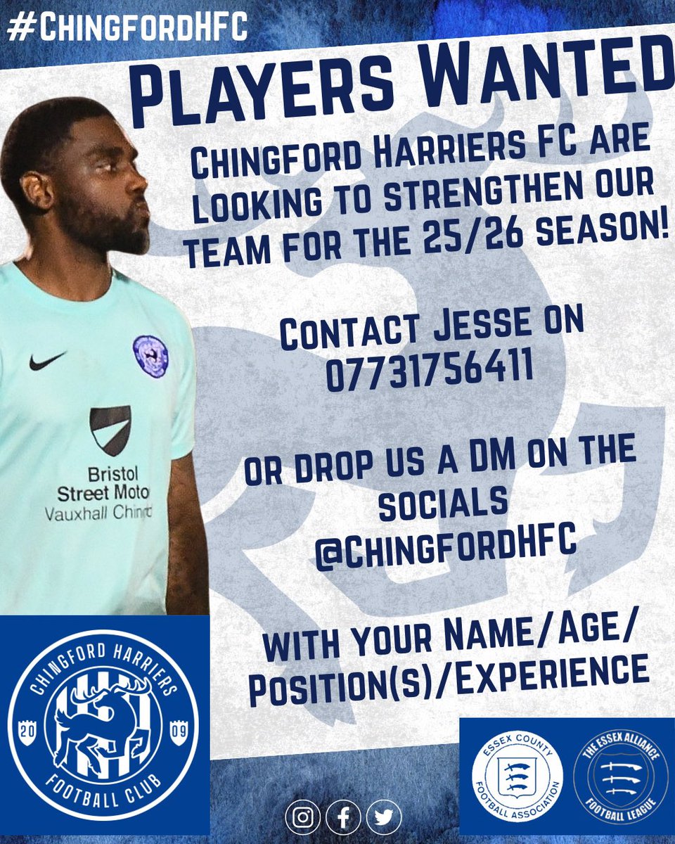 ChingfordHFC's tweet image. We are looking to add players to our mens’ Saturday afternoon team (18+ in August) for the 25/26 season!

If interested, get in touch for more details and to register for pre-season!

#SquadBooster
