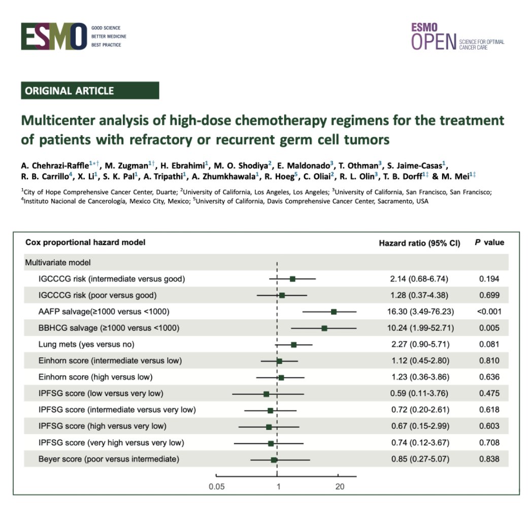 Multicenter analysis of high-dose chemotherapy regimens for the treatment
of pts with refractory or recurrent GCTs in <a href="/ESMO_Open/">ESMO Open</a>. 111 pts retrospectively analysed, similar results with CE vs TICE, potential benefit with TICE in higher risk disease. esmoopen.com/action/showPdf…