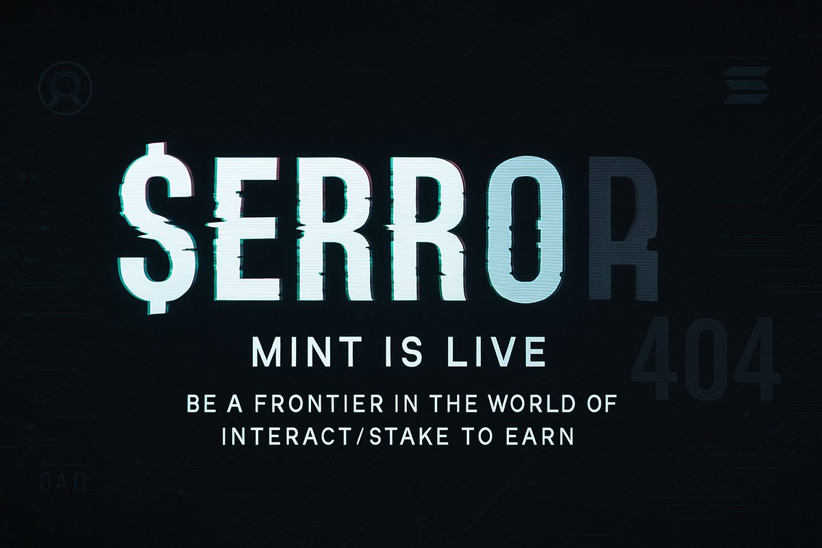 Error 404 FREE MINT LIVE (@error_404_sol) on Twitter photo MINT LIVE
Claim your spot at the frontier of Interact/Stake-to-Earn.
Own an NFT, VIP access, earn $ERROR, and shape future of <a href="/Err0rLabs/">Error Labs 🧪</a> .
🎯 Supply: 404
🎁 Free Mint (gas & platform fee)
🛠️ Utilities: Staking, Airdrops, Holder Perks & more
Mint now: 404errorsol.xyz MINT LIVE
Claim your spot at the frontier of Interact/Stake-to-Earn.
Own an NFT, VIP access, earn $ERROR, and shape future of <a href="/Err0rLabs/">Error Labs 🧪</a> .
🎯 Supply: 404
🎁 Free Mint (gas & platform fee)
🛠️ Utilities: Staking, Airdrops, Holder Perks & more
Mint now: 404errorsol.xyz