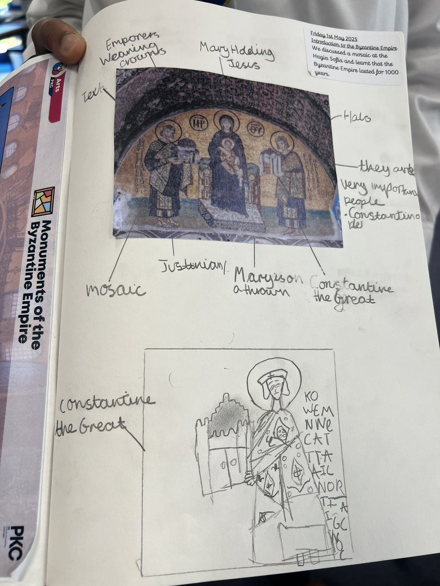 Year 4 enjoyed their introduction to the Byzantine empire in Art today. We looked at a mosaic and thought about what it shows. We worked out who the people are based on what they’re holding #StPetersArt