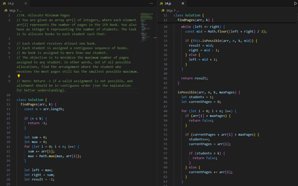 Shashank8839's tweet photo. 🚀 Day 34 of #geekstreak2025 @geeksforgeeks 
📘 Problem: Allocate Minimum Pages
📚 Divide books. Minimize stress. Maximize logic.#gfg160  #dsa #binarysearch #geeksforgeeks #javascriptdsa #placementprep #interviewprep #frontenddeveloper #devlife #codechallenge #bookallocation https://t.co/7GGTVFHqgJ